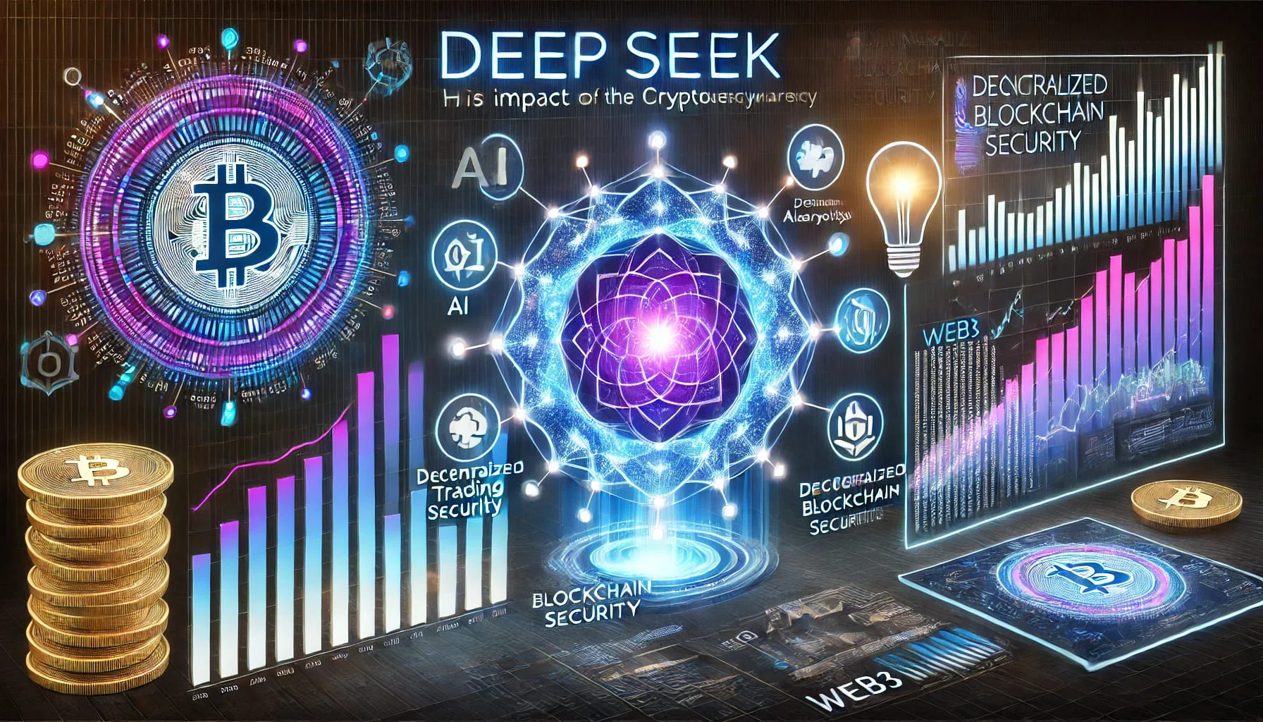 Dall·e 2025 02 01 09.25.58 A Professional Infographic Illustrating Deepseeks Impact On The Cryptocurrency Market And Web3 Technology. The Image Should Include A Futuristic Digi